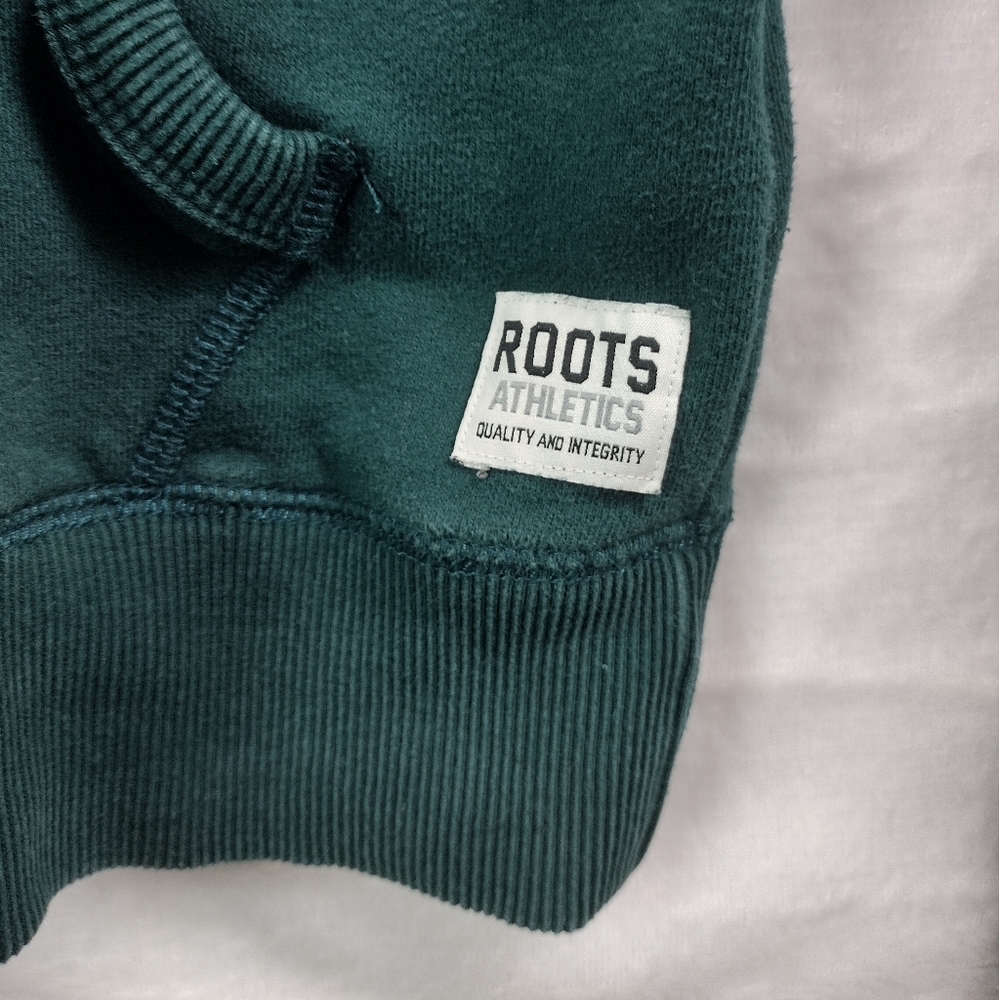 SOLD Roots Canada Full Zip Hooded Jacket Green Fleece Lined Size M - Picture 4 of 9